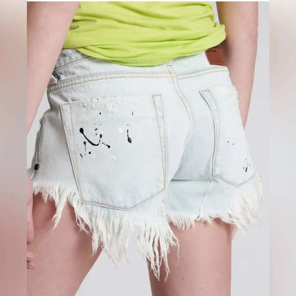 One Teaspoon cut off shorts Bonitas jean shorts Florence paint splatter. 32. New
